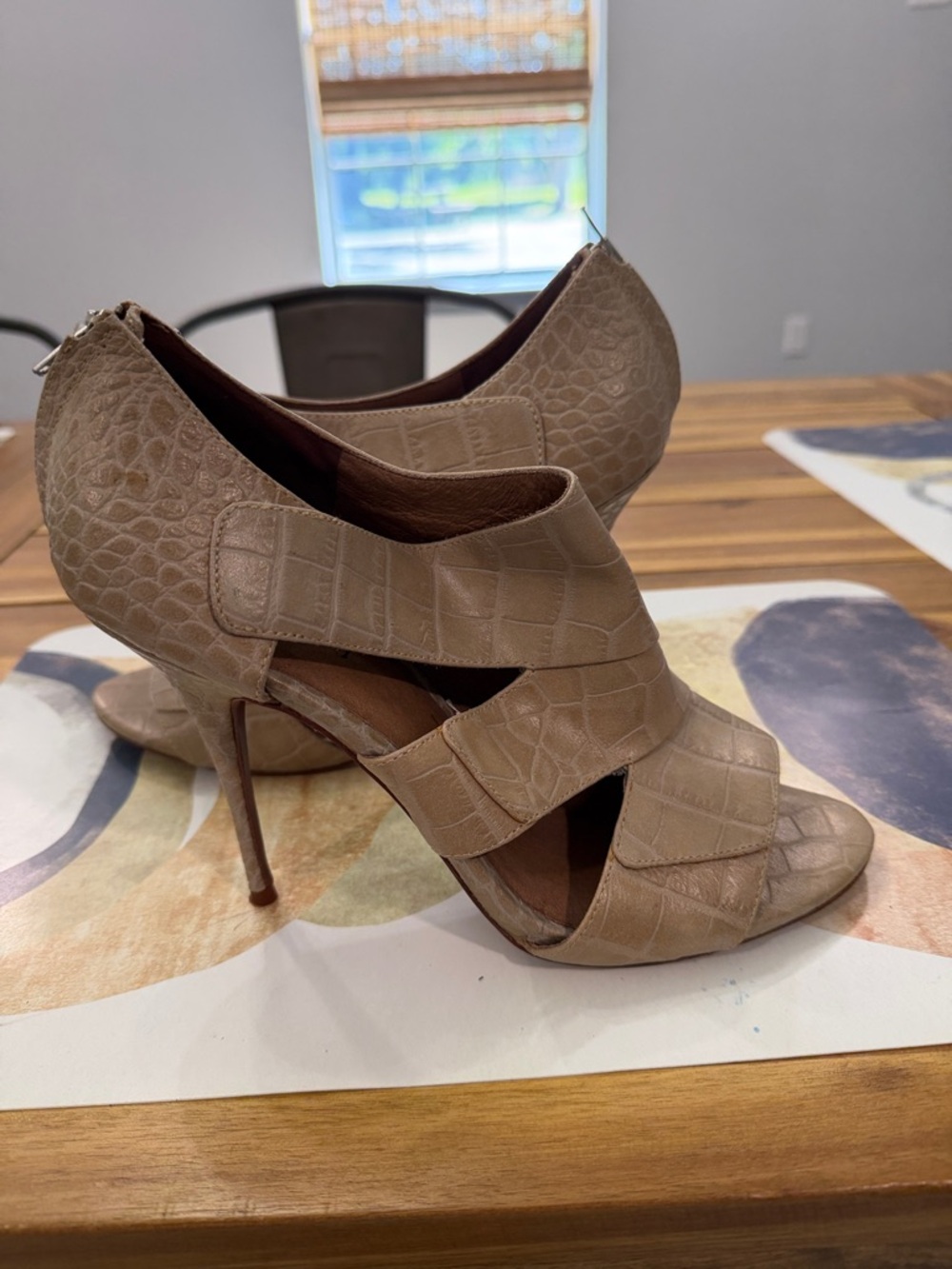 Elizabeth and James Croc Print Peep Toe Pumps - Picture 5 of 7